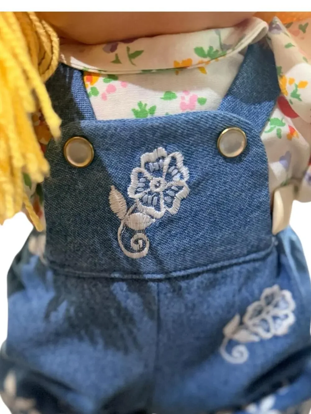 Cabbage Patch Kids PA-4 Blonde Hair Doll 2004 Xavier Roberts Floral Denim Outfit